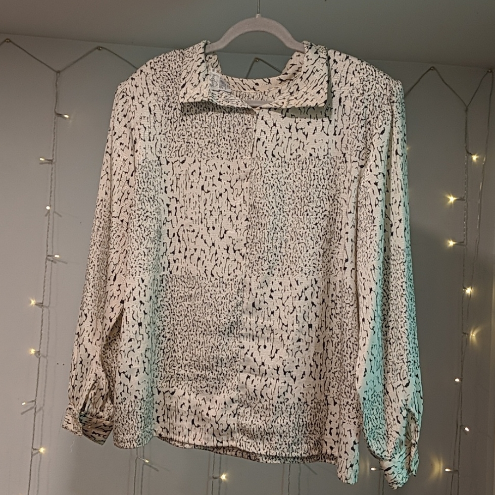 TANJAY shoulder pads retro vibe blouse